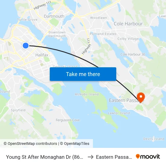 Young St After Monaghan Dr (8629) to Eastern Passage map