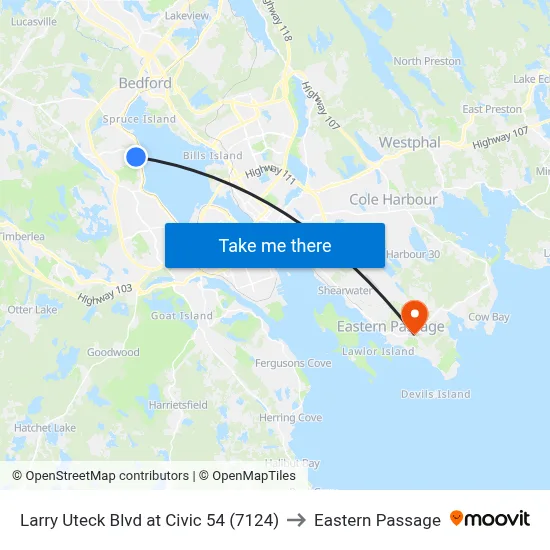 Larry Uteck Blvd at Civic 54 (7124) to Eastern Passage map