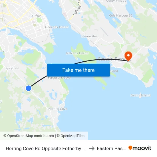Herring Cove Rd Opposite Fotherby Ave (6847) to Eastern Passage map