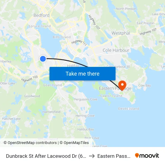 Dunbrack St After Lacewood Dr (6595) to Eastern Passage map