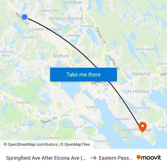 Springfield Ave After Elcona Ave (8342) to Eastern Passage map