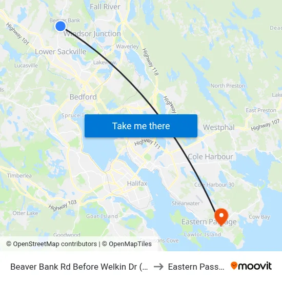 Beaver Bank Rd Before Welkin Dr (8713) to Eastern Passage map