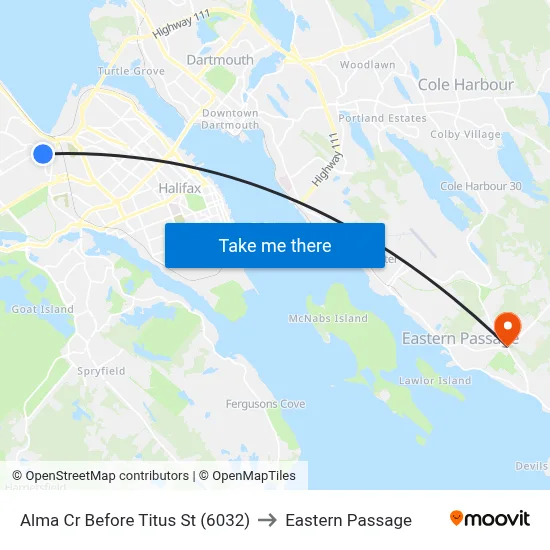 Alma Cr Before Titus St (6032) to Eastern Passage map