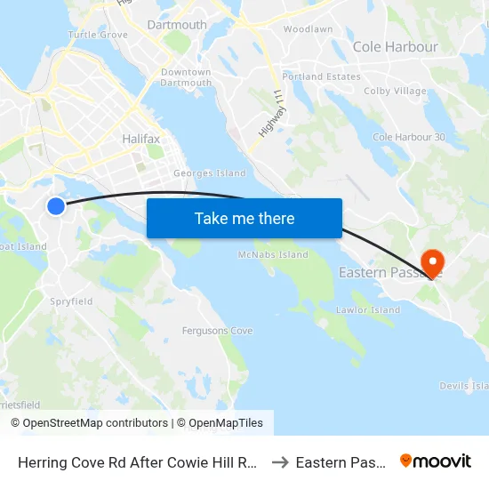 Herring Cove Rd After Cowie Hill Rd (6856) to Eastern Passage map