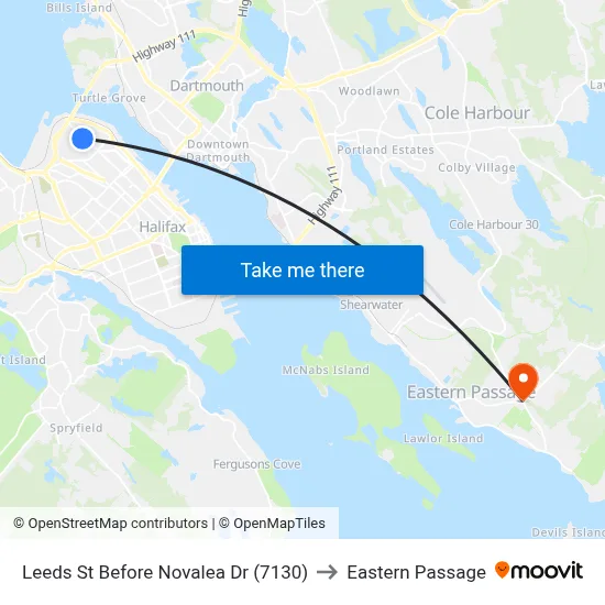 Leeds St Before Novalea Dr (7130) to Eastern Passage map