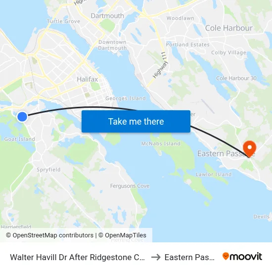 Walter Havill Dr After Ridgestone Ct (8803) to Eastern Passage map