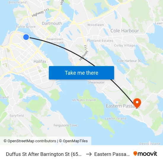 Duffus St After Barrington St (6580) to Eastern Passage map