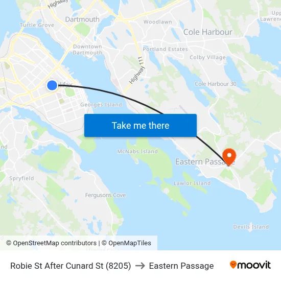 Robie St After Cunard St (8205) to Eastern Passage map