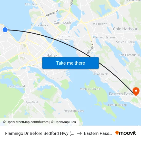 Flamingo Dr Before Bedford Hwy (6700) to Eastern Passage map