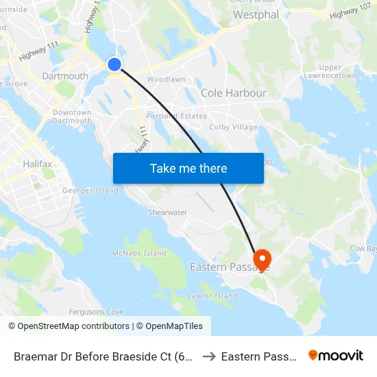 Braemar Dr Before Braeside Ct (6313) to Eastern Passage map