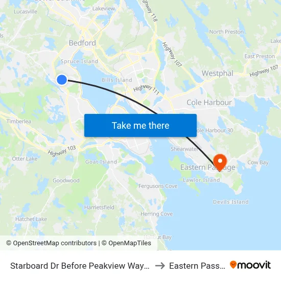 Starboard Dr Before Peakview Way (9092) to Eastern Passage map