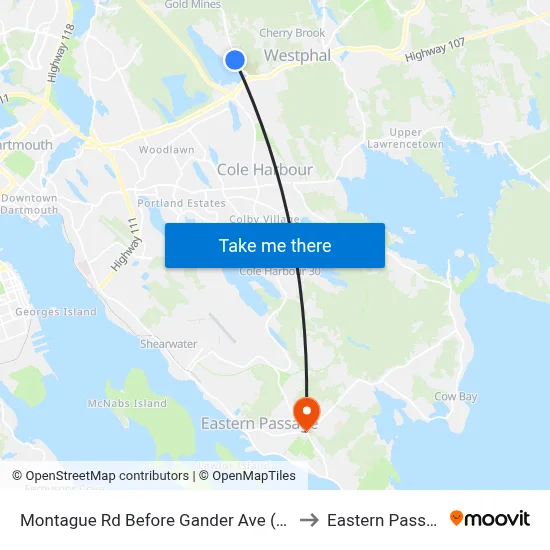 Montague Rd Before Gander Ave (7245) to Eastern Passage map