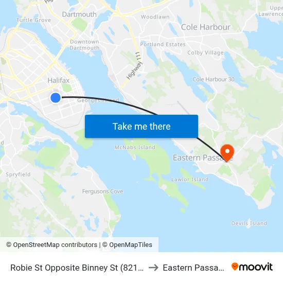 Robie St Opposite Binney St (8219) to Eastern Passage map