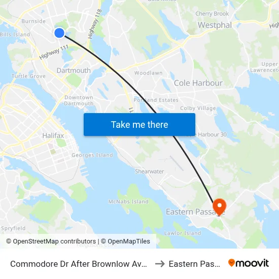 Commodore Dr After Brownlow Ave (6488) to Eastern Passage map