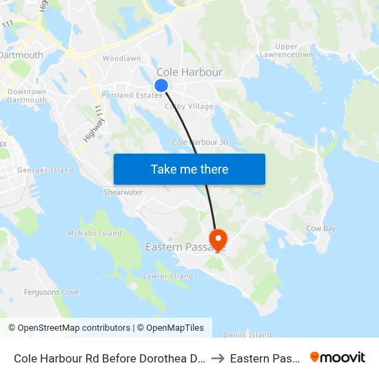 Cole Harbour Rd Before Dorothea Dr (6481) to Eastern Passage map