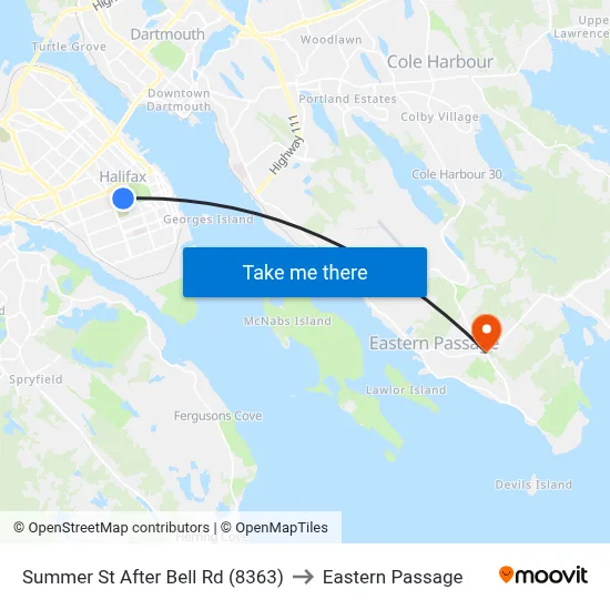 Summer St After Bell Rd (8363) to Eastern Passage map