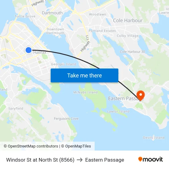 Windsor St at North St (8566) to Eastern Passage map