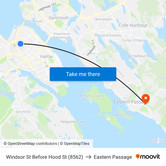 Windsor St Before Hood St (8562) to Eastern Passage map