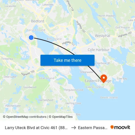 Larry Uteck Blvd at Civic 461 (8875) to Eastern Passage map