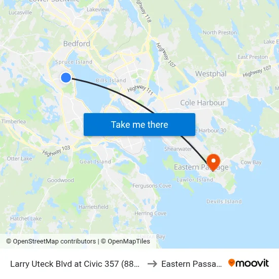 Larry Uteck Blvd at Civic 357 (8874) to Eastern Passage map
