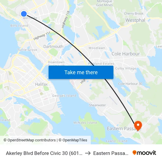 Akerley Blvd Before Civic 30 (6015) to Eastern Passage map