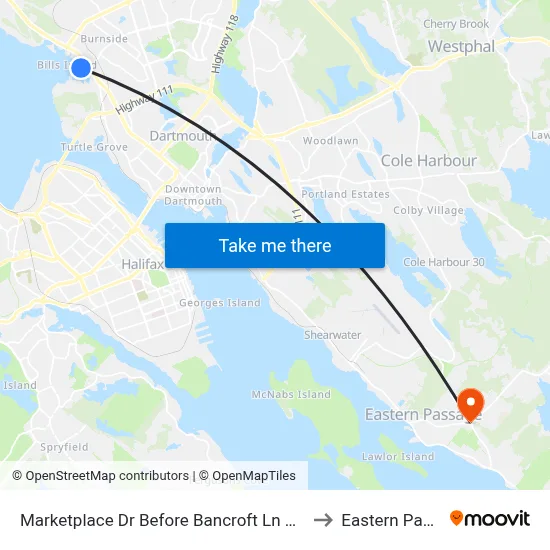 Marketplace Dr Before Bancroft Ln Bay 4 (6014) to Eastern Passage map