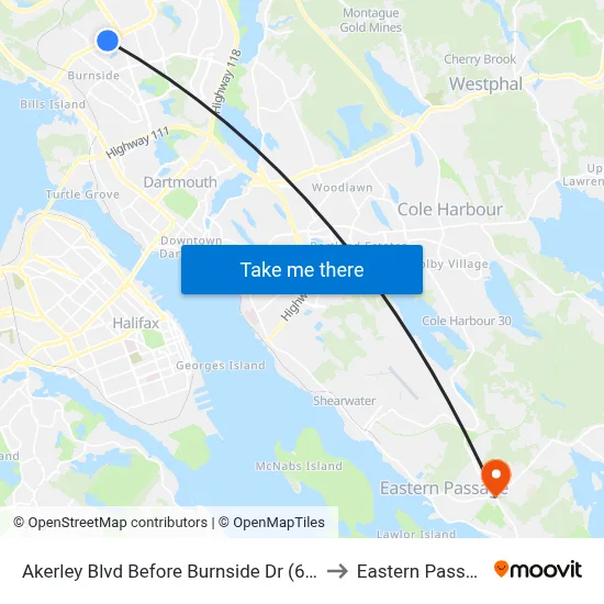 Akerley Blvd Before Burnside Dr (6016) to Eastern Passage map