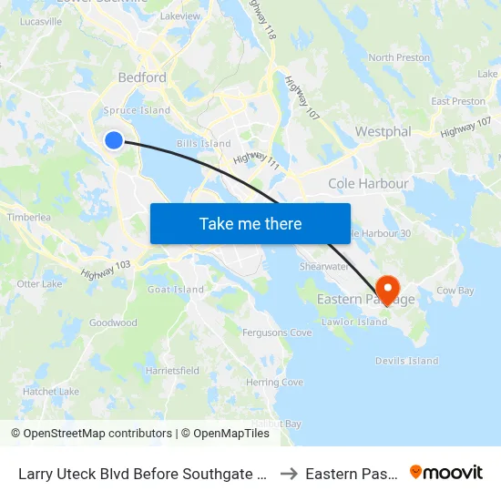 Larry Uteck Blvd Before Southgate Dr (8879) to Eastern Passage map