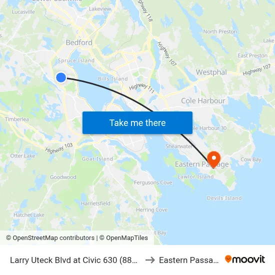 Larry Uteck Blvd at Civic 630 (8878) to Eastern Passage map