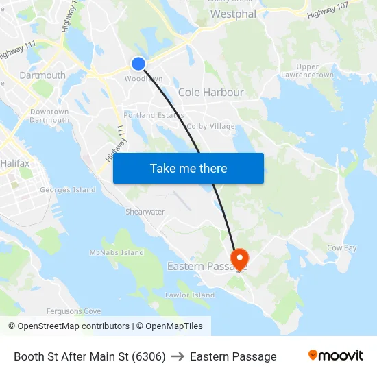 Booth St After Main St (6306) to Eastern Passage map