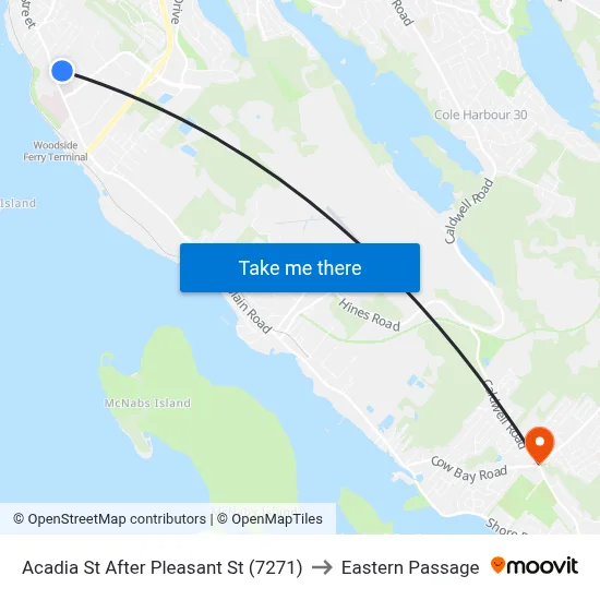 Acadia St After Pleasant St (7271) to Eastern Passage map