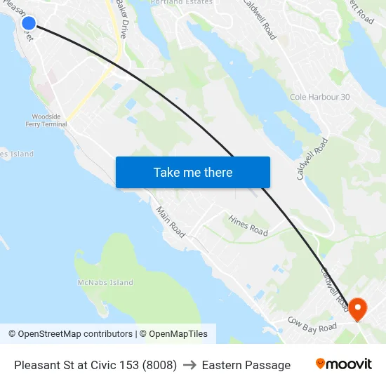 Pleasant St at Civic 153 (8008) to Eastern Passage map