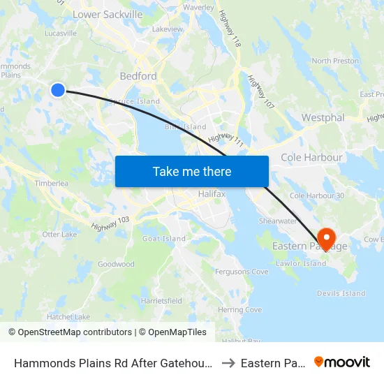 Hammonds Plains Rd After Gatehouse Run (6830) to Eastern Passage map