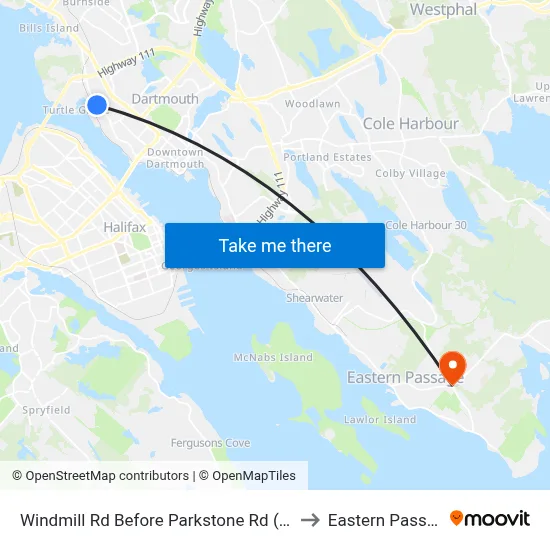 Windmill Rd Before Parkstone Rd (8541) to Eastern Passage map