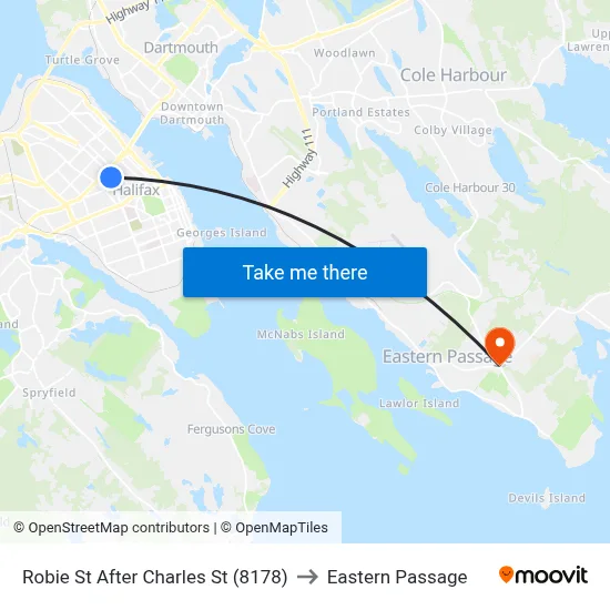 Robie St After Charles St (8178) to Eastern Passage map