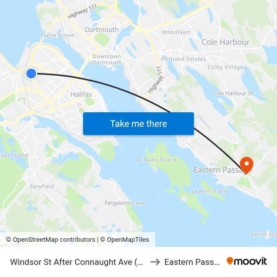 Windsor St After Connaught Ave (8552) to Eastern Passage map