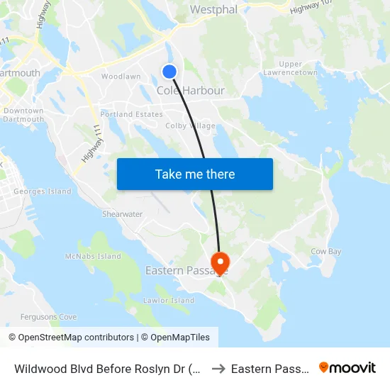 Wildwood Blvd Before Roslyn Dr (8486) to Eastern Passage map
