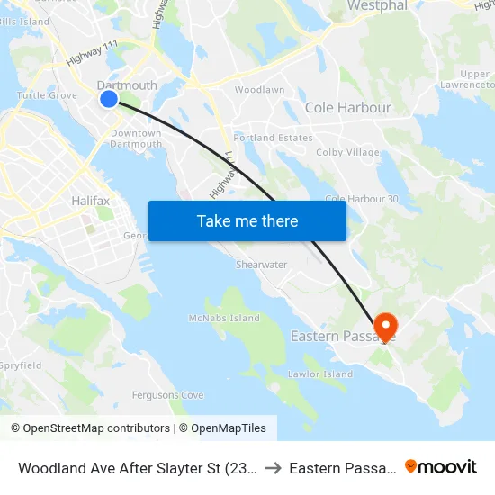 Woodland Ave After Slayter St (2306) to Eastern Passage map