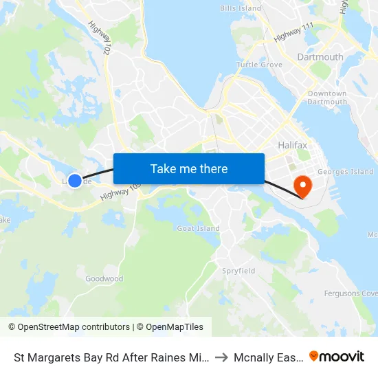 St Margarets Bay Rd After Raines Mill Rd (2328) to Mcnally East 105 map