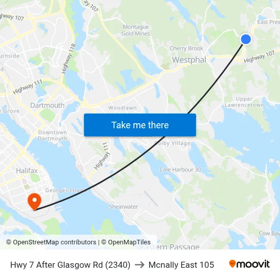 Hwy 7 After Glasgow Rd (2340) to Mcnally East 105 map