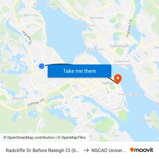 Radcliffe Dr Before Raleigh Ct (6658) to NSCAD University map