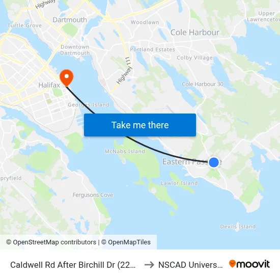 Caldwell Rd After Birchill Dr (2218) to NSCAD University map