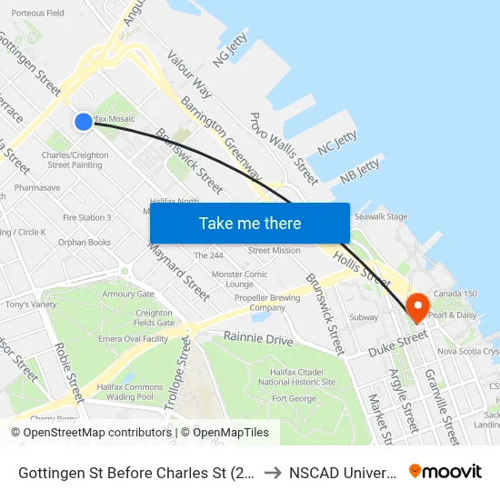 Gottingen St Before Charles St (2327) to NSCAD University map