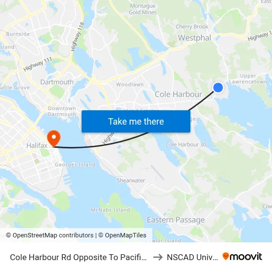 Cole Harbour Rd Opposite To Pacific Ave (2342) to NSCAD University map