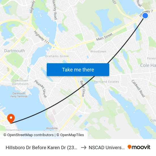 Hillsboro Dr Before Karen Dr (2331) to NSCAD University map