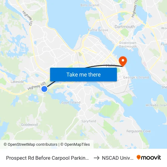 Prospect Rd Before Carpool Parking Lot (2353) to NSCAD University map