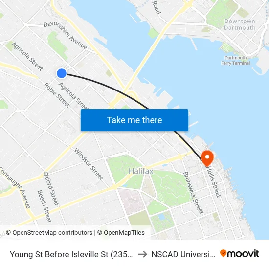 Young St Before Isleville St (2354) to NSCAD University map