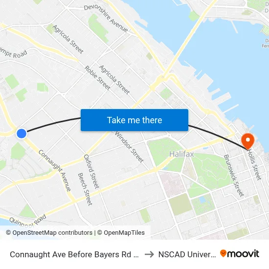 Connaught Ave Before Bayers Rd (2389) to NSCAD University map