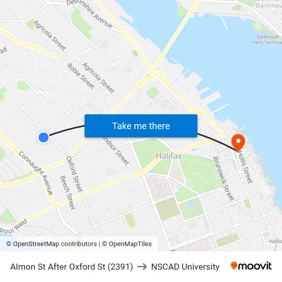 Almon St After Oxford St (2391) to NSCAD University map
