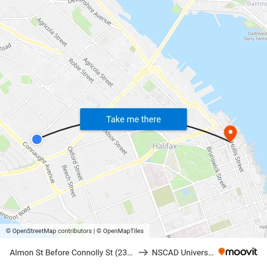 Almon St Before Connolly St (2393) to NSCAD University map